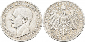 Oldenburg: Friedrich August 1900-1918: 2 Mark 1901, Jaeger 94, fast sehr schön.
 [differenzbesteuert]