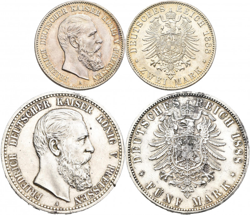 Preußen: Friedrich III. 1888: 5 Mark 1888 A, Jaeger 99, Randfehler, sehr schön, ...