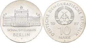 DDR: 10 Mark 1987 Schauspielhaus Berlin, Jaeger 1616, feine Patina, Stempelglanz.
 [differenzbesteuert]