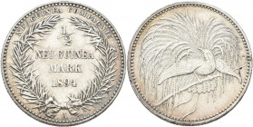 Deutsch-Neuguinea: ½ Neu-Guinea Mark 1894 A, Paradiesvogel, Jaeger 704, Kratzer und Randschäden, sehr schön.
 [differenzbesteuert]