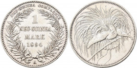 Deutsch-Neuguinea: 1 Neu-Guinea Mark 1894 A, Paradiesvogel, Jaeger 705, kleine Kratzer, fast vorzüglich.
 [differenzbesteuert]