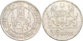 Danzig: 5 Gulden 1923. Marienkirche. Jaeger D9. 25,05 g. Winzige Kratzer und Randfehler, sonst vorzüglich.
 [differenzbesteuert]