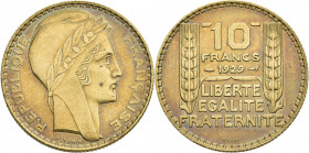 Proben & Verprägungen: Frankreich. Probe / Essai zu 10 Francs 1929 in Aluminium Bronze. Auflage nur 100 Exemplare. Gadoury 801.
 [differenzbesteuert]...