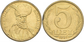 Proben & Verprägungen: Rumänien, 5 Lei 1991, Mihai Viteazul. Probe in Bronze, 21 mm, 4,09 g. Schäffer P 306-1.
 [differenzbesteuert]