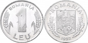 Proben & Verprägungen: Rumänien, 1 Leu 1992, Wappen. Großformat Probe in Aluminium, 32 mm, 3,98 g. Schäffer P 323-4.
 [differenzbesteuert]