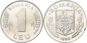 Proben & Verprägungen: Rumänien, 1 Leu 1992, Wappen. Großformat Probe in Kupfer-Nickel, 32 mm, 14,33 g. Schäffer P 323-7.
 [differenzbesteuert]