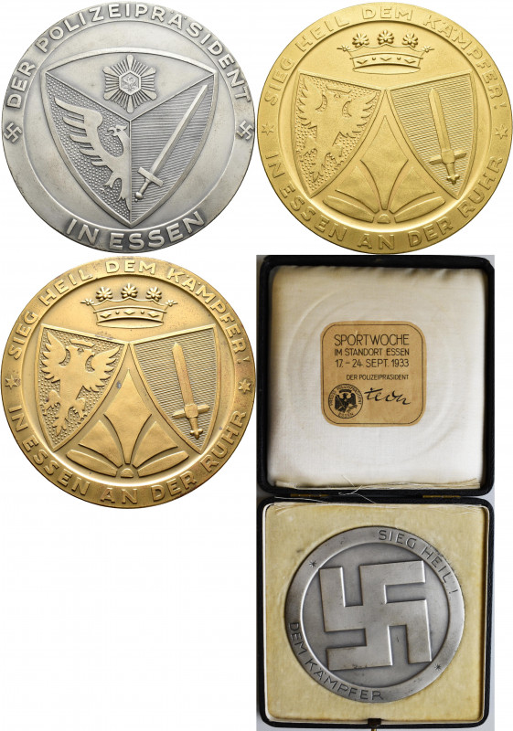 Medaillen Deutschland: Drittes Reich: Lot 3 große Bronzemedaillen o. J. (1933), ...