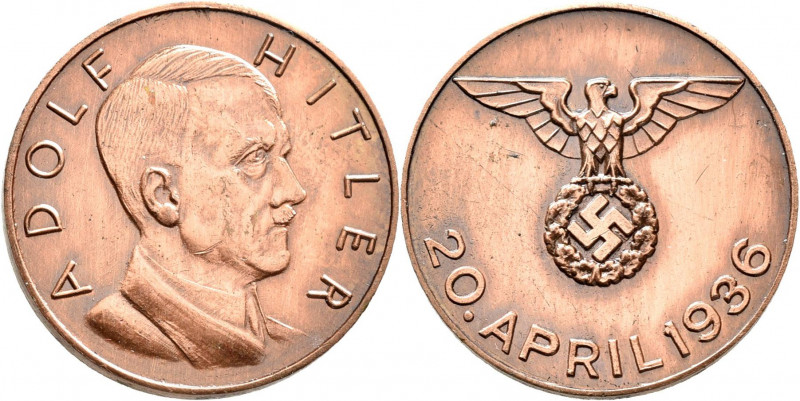 Medaillen Deutschland: Drittes Reich: Bronze Token auf den 47. Geburtstag von Ad...