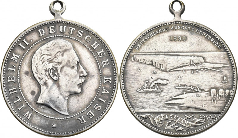 Medaillen Deutschland - Geographisch: Helgoland: Bronzemedaille 1890, versilbert...