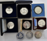 Alle Welt: Lot großformatiger Silbermünzen, dabei: Panama 20 Balboas 1974 Simon Bolivar (KM# 31), 1980 Simon Bolivar (KM# 65) und 1985 Entdeckung des ...