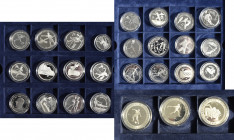 Alle Welt: Samtkassette mit 27 Silber Münzen zum Thema Olympische Spiele (1992 + 1994). Dabei Ägypten, Frankreich, Gambia, Norwegen, Spanien und Weite...