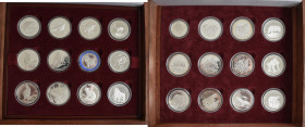 Alle Welt: Lot 24 Münzen und Medaillen aus Silber mit Tiermotiven WWF. Dabei z. B. 5 Dinars aus Bahrain mit Antilope, 1 Dollar aus den Bermudas mit Me...