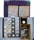 Alle Welt: Kleiner Nachlass mit folgenden Münzen: Volterra Kassette für DDR Münzen 1966-1990, teils befüllt mit ca. 70 Münzen, überwiegend CuNi, ein A...