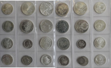 Alle Welt: Lot 13 ausl. Silbermünzen, dabei: Olympiade Moskau (6x), alte 50 Kopeke 1913, 2 Münzen aus Österreich-Ungarn, 2 x 1 OZ Silber, 5 ECU aus Be...