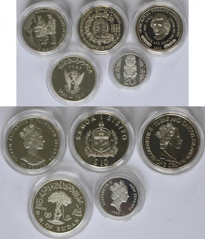 Alle Welt: Piedfort Silbermünzen: 10 Pounds 1981 aus Sudan (KM# P18), 50 Pence 1...