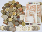 Alle Welt: Eine Tüte mit ausländischen Münzen, überwiegend ”Urlaubsgeld”, dabei auch ein paar Silbermünzen und Geldscheine.
 [differenzbesteuert]...