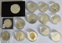 Karibik: Bahamas, Barbados, Bermuda und die Caribbean States: Lot 14 Silbermünzen zu diversen Anlässen. Überwiegend Unzengrößen. Besonders erwähnenswe...