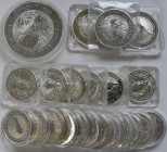 Australien: Kookaburra: Hübsches Anlegerlot mit: 18 x 1 OZ, 3 x 2 OZ und 1 x 10 OZ der beliebten Kookaburra Münzen. Diverse Jahrgänge, überwiegend in ...
