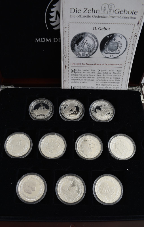 Samoa: Samoa: Set 10 x 5 Dollars 2012 ”Die 10 Gebote”, in Polierter Platte/Proof...