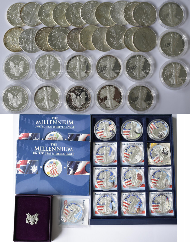 Vereinigte Staaten von Amerika: Silver Eagle: 49 x 1 OZ Feinsilber mit der Walki...