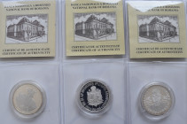 Rumänien: Kleines Lot 3 Münzen zu je 500 Lei, dabei Jahrgänge: 2000 Baia, 2003 Ciprian Porumbescu, 2003 Ramnic. Münzen in Kapseln, ohne Etui, mit Zert...
