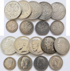 Russland: Lot 9 Münzen aus dem Zarenreich. Dabei 5 x 1 Rubel (2x1896, 2x1897, 1x 1899) 3 x 50 Kopeken (1896 ,1899, 1913) und 1 x 25 Kopeken 1896. s-vz...