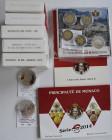 Monaco: Lot diverse Münzen und KMS aus Monaco, dabei, 2€ 2011 (2x), 2€ 2010 pp, 2 € 2013 pp, 10€ 2014 pp in Box, 10€ 2012 und 2014 lose, KMS 2014, KMS...