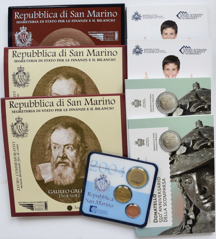 San Marino: Kleines Lot 7 x 2 Euro Gedenkmünzen (2004, 2005 (2x), 2012 (2x), 201...