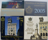 San Marino: Lot 5 Kursmünzensätze (KMS) 2002-2006.
 [differenzbesteuert]