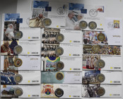 Vatikan: Kleines Lot 17 Numisbriefe mit insg. 18 Münzen, dabei: 2008 Paulus, 2009 Astronomie, 2010 Priesterjahr, 2011 Madrid, 2012 Familientreffen Mil...