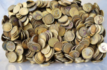 Preußen: 1 Pfennig 1865 Scheidemünze gleich 600mal. Die Münzen wurden zu Werbezwecken vergoldet und auf ein ”Glückskärtchen” aufgeklebt. Leider haben ...