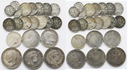 Deutsches Kaiserreich: Kleines Lot 21 Silbermünzen, dabei 3 x ½ Mark, 12 x 1 Mark, 1 x 2 Mark, 2 x 3 Mark und 3 x 5 Mark.
 [differenzbesteuert]