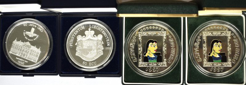 Medaillen - ECU: Rießenmünzen/Medaillen: 4 x 5 OZ Gedenkprägungen, dabei 2 x 100...