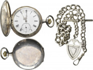 Uhren: Omega Taschenuhr, Herren-Savonette, hergestellt 1908. Silber 800. 47mm, Gravour für H. Happe. Riss am Zifferblatt, sonst technisch einwandfrei....