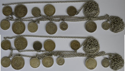 Varia, Sonstiges: Schariwari: 12 Münzen, überwiegend Deutsche, auf einer Kette (lt, Analyse 990er Silber), Gesamtgewicht 270g
 [differenzbesteuert]