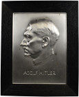 Varia, Sonstiges: Metallplakette 255 x 200 mm, mit Portrait von Adolf Hitler von Heinrich Moshage. Blech?, im zeitgenössischen schwarzen Holzrahmen zu...