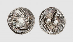 Gallia. Santones. 1st century BC. AR Quinarius (1.91g, 9h). DT 3265; LT 4525. Old cabinet tone. A lovely coin. Choice extremely fine. From a private c...
