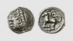 Gallia. Sequani. 1st century BC. Æ Potin (5.13g, 3h). DT 3095; LT 5390. Lovely dark patina. Inventory number on reverse. Choice extremely fine. From a...