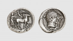Sicily. Leontini. 466-460 BC. AR Tetradrachm (17.12g, 7h). Unsigned work by the Demareteion Master. Numismatica Ars Classica 2017 (100) lot 84 (same d...