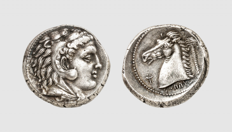 Sicily. Carthaginian occupation. Uncertain mint. 350-320 BC. AR Tetradrachm (16....