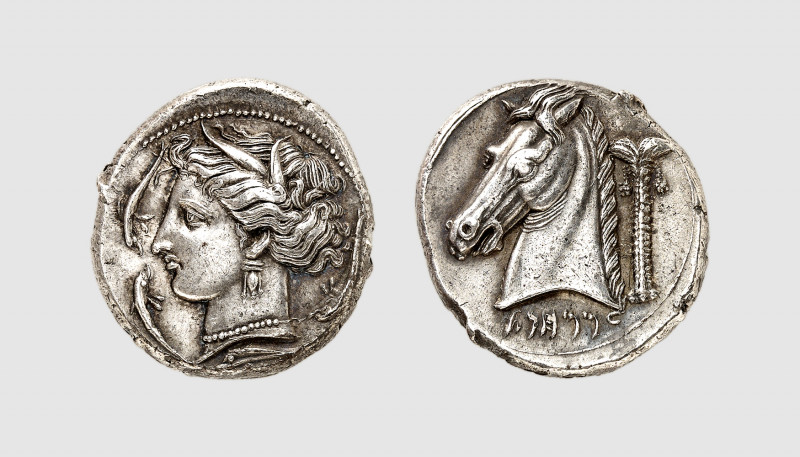 Sicily. Carthaginian occupation. Uncertain mint. 350-320 BC. AR Tetradrachm (17....