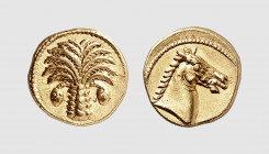 Zeugitana. Carthage. 350-320 BC. AV 1/10 Stater (0.74g, 9h). Baldwin Brett 500; Jenkins-Lewis 141. Lightly toned. Perfectly centered and struck on a f...