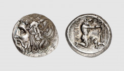 Thrace. Thasos. 390-335 BC. AR Tetradrachm (15.39g, 11h). West 32b; Pixodaros 28a (this coin). Lightly toned. Perfectly centered and struck. Some depo...