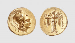 Macedon. Alexander the Great. Lampsacus. 330-320 BC. AV Stater (8.54g, 12h). Müller 620; Price 1368. Lightly toned. Perfectly centered and struck on a...