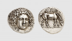 Thessaly. Larissa. Early to mid 4th century BC. AR Drachm (5.69g, 9h). BCD 237; Lorber -. Lightly toned. A lovely coin. Choice extremely fine. From a ...