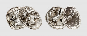 Attica. Athens. 4th century BC. Lot of 2 AR Tetradrachms (17.14g, 9h; 17.07g, 9h). Old cabinet tone. One tetradrachm with test cut and punchmark on re...