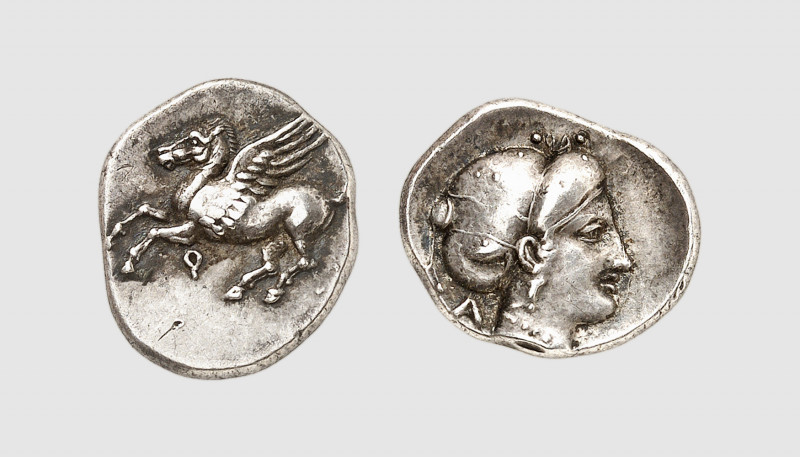 Corinthia. Corinth. 350-320 BC. AR Drachm (2.76g, 3h). BCD 159; SNG Lockett 2164...