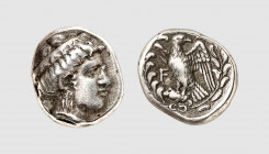 Elis. Olympia. 328 BC (105th Olympiad). AR Stater (12.13g, 2h). BCD 163; Seltman 357. Very rare. Old cabinet tone. Worn obverse die, otherwise, a char...