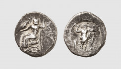 Crete. Praesus. 300-280 BC. AR Stater (10.84g, 1h). Le Rider 8.8 (same dies); Svoronos 21. Very rare. Old cabinet tone. Struck from usual worn dies an...