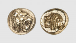 Lesbos. Mytilene. 520-480 BC. EL Hecte (2.56g, 9h). Bodenstedt 13.78 (this coin); SNG von Aulock 1685. Old cabinet tone. Good very fine. From a privat...